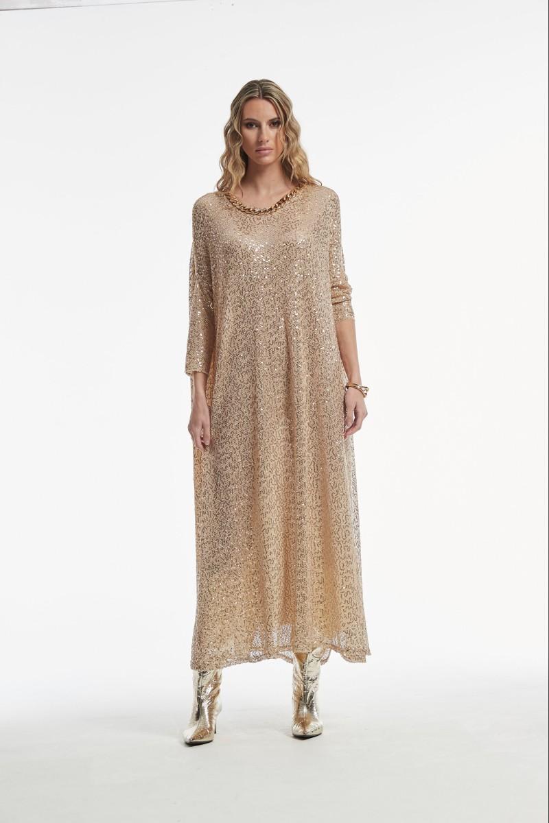 Oky Coky VESTIDO TERNA LENTEJUELA BORDADA SOBRE RED