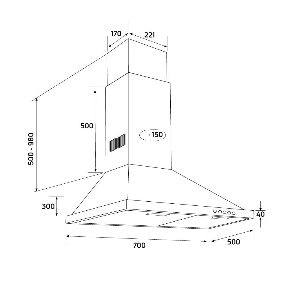 Orbegozo CAMPANA EXTRACTORA DS 48170 B IN