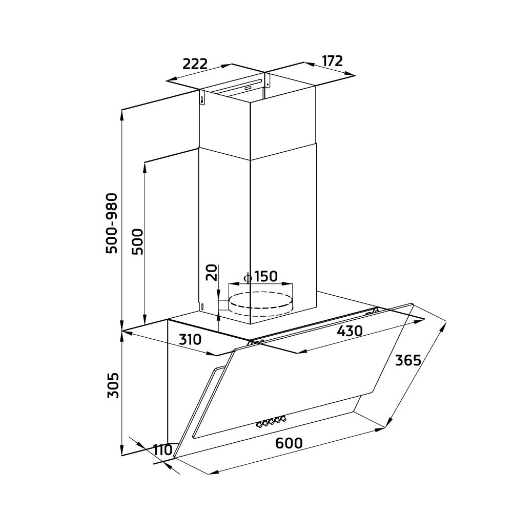 Orbegozo CAMPANA EXTRACTORA DS 74160 BL