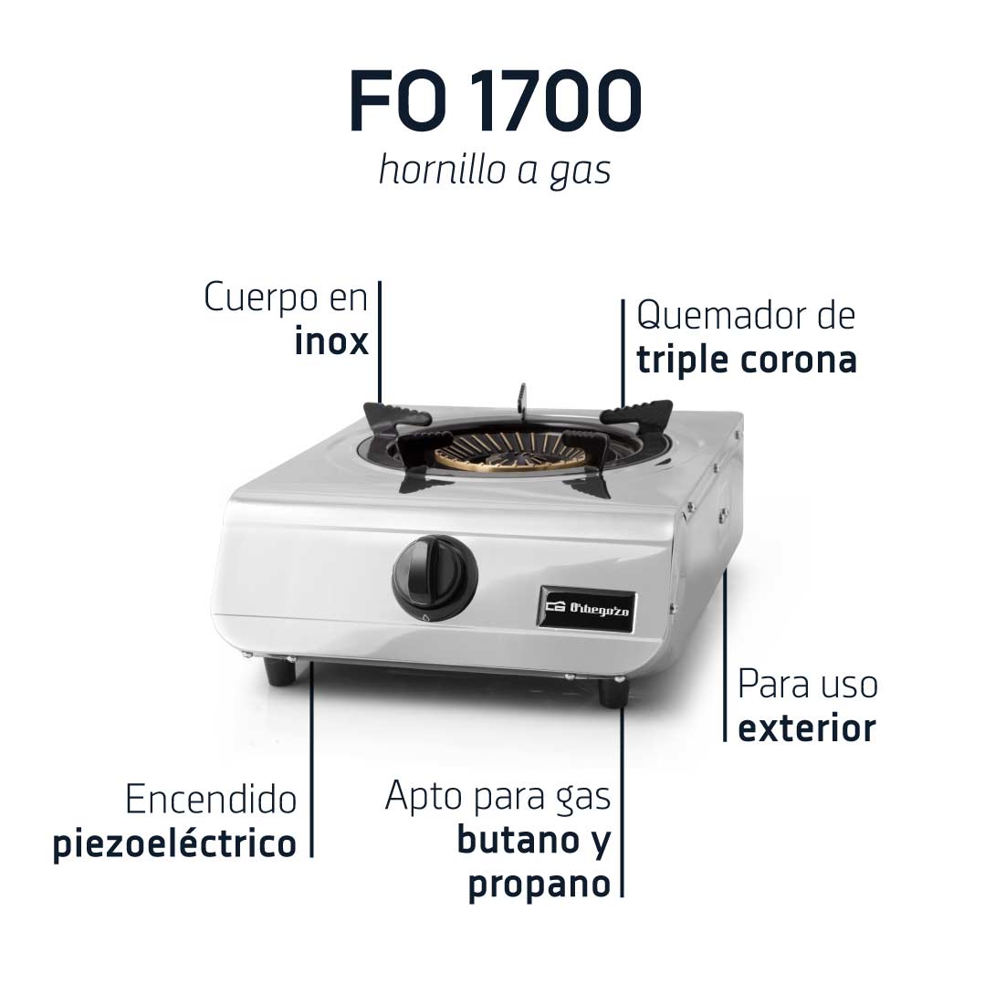 Orbegozo HORNILLO A GAS INOX FO 1700