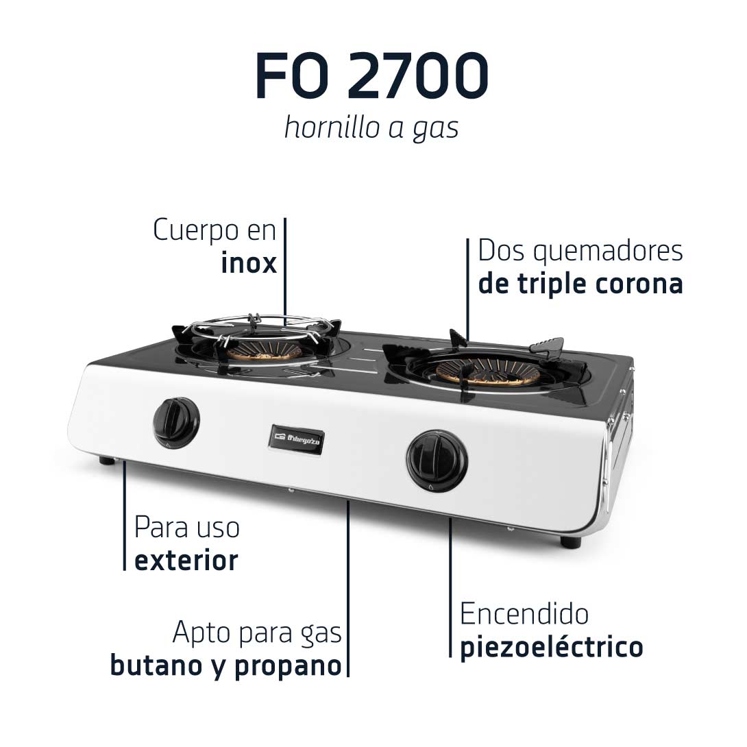 Orbegozo HORNILLO A GAS INOX FO 2700