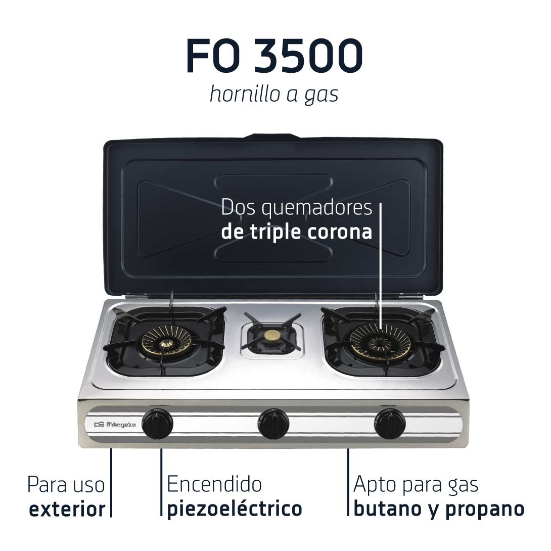 Orbegozo HORNILLO A GAS INOX FO 3500