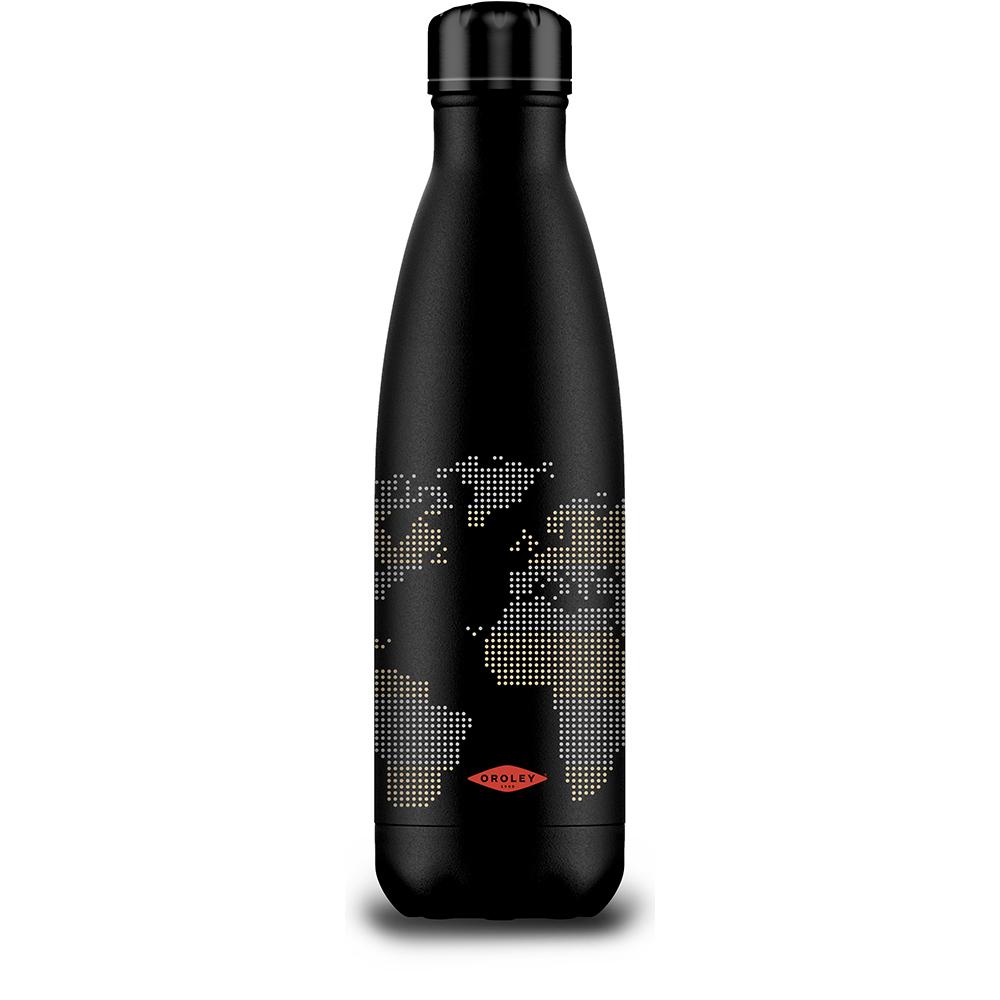 oroley Botella 500 ml negra. Mapamundi