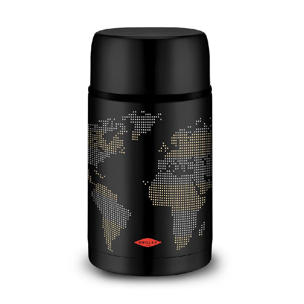 oroley Termo sólido negro 1000 ml. Mapamundi