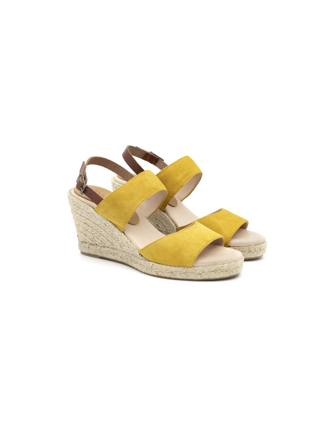 ortiz & reed Alpargatas de mujer de ante y piel liso color amarillo W-AHINOA-YELLOW