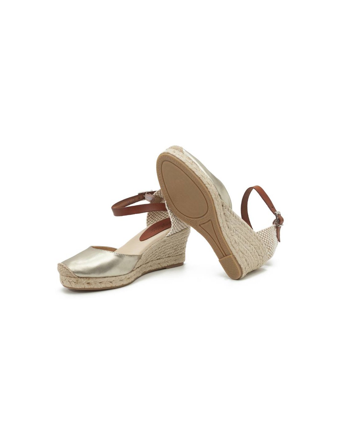 Ortiz & Reed Alpargatas De Mujer De Ante Y Piel Liso Color Blanco W-NATANA-CHAMPAGNE