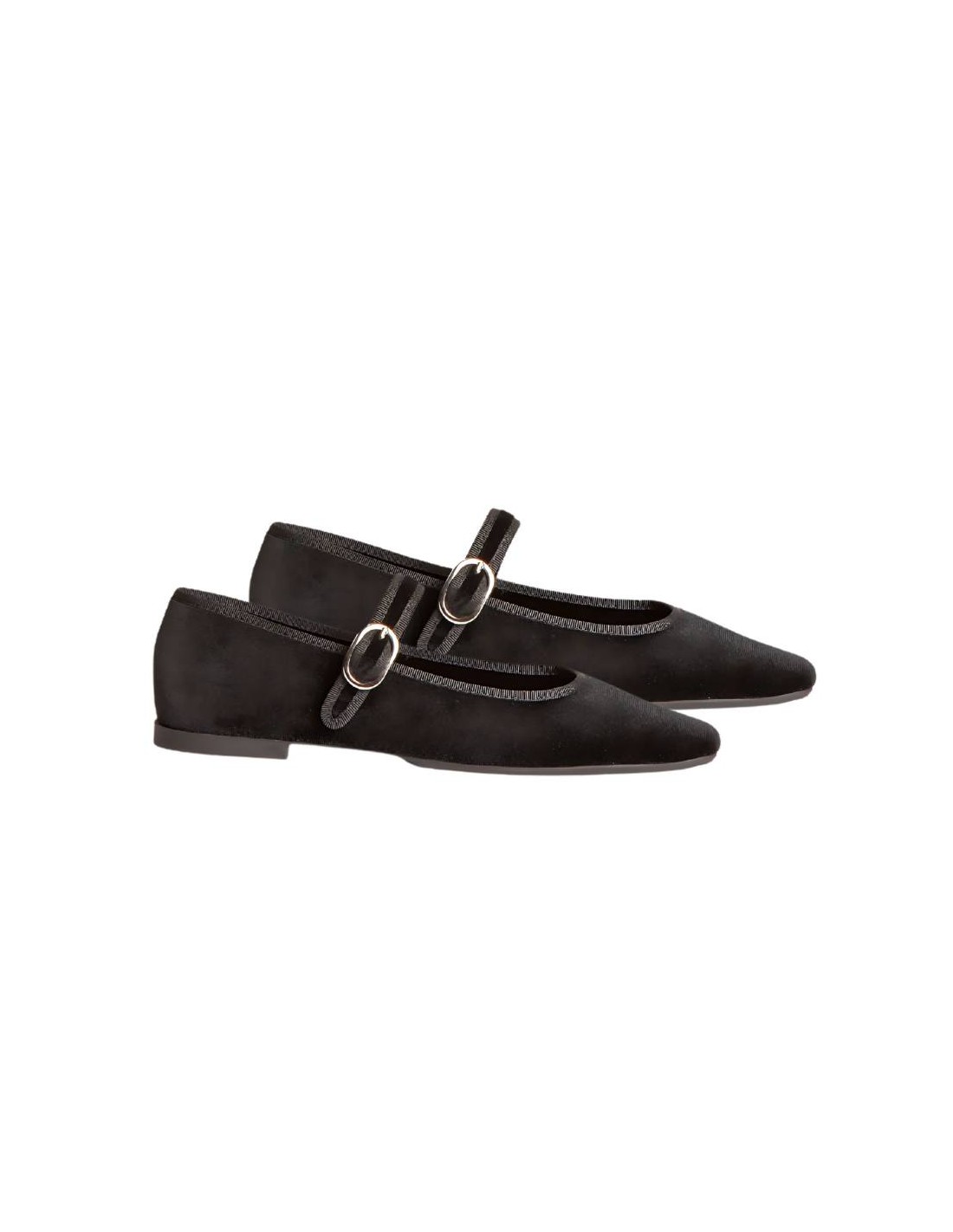ortiz & reed Bailarina de terciopelo con borde ribeteado color negro W-CATIMOR-BLACK
