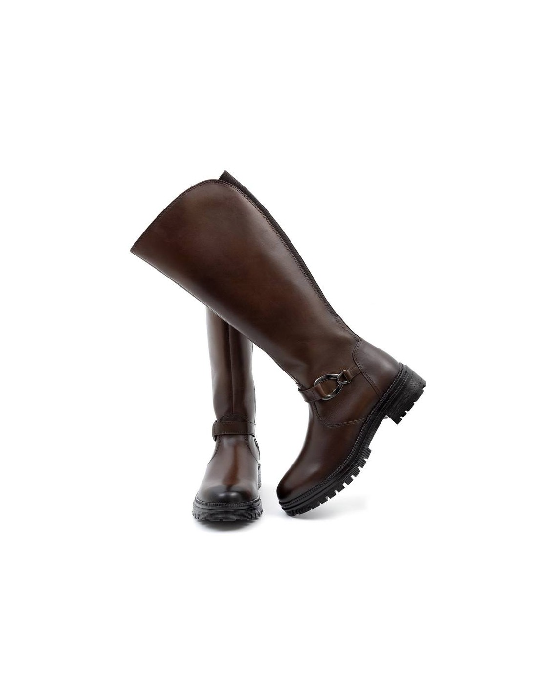 Ortiz & Reed Botas De Mujer De Piel Con Aplique Metálico Color Marrón W-NABUTOR-MARRON