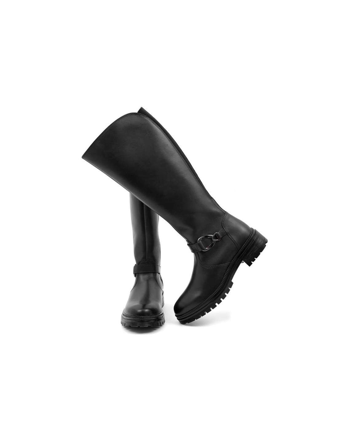 Ortiz & Reed Botas De Mujer De Piel Con Aplique Metálico Color Negro W-NABUTOR-NEGRO