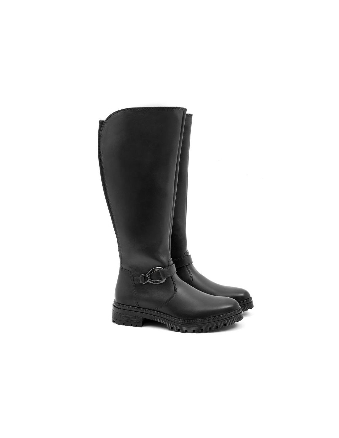 ortiz & reed Botas de mujer de piel con aplique metálico color negro W-NABUTOR-NEGRO