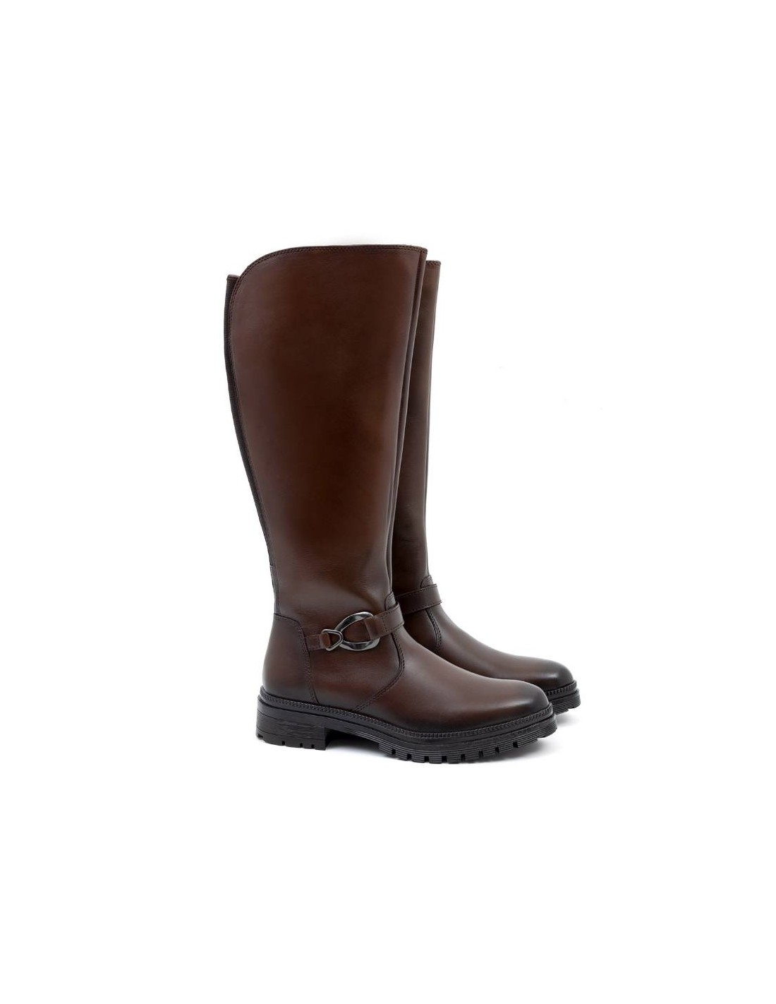 ortiz & reed Botas de mujer de piel con aplique metálico color marrón W-NABUTOR-MARRON