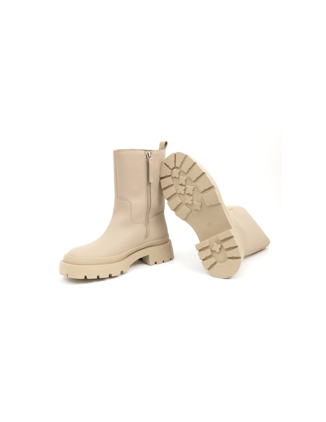 Ortiz & Reed Botas De Mujer Liso Con Cremallera Color Beige W-OLIVOR-CREMA