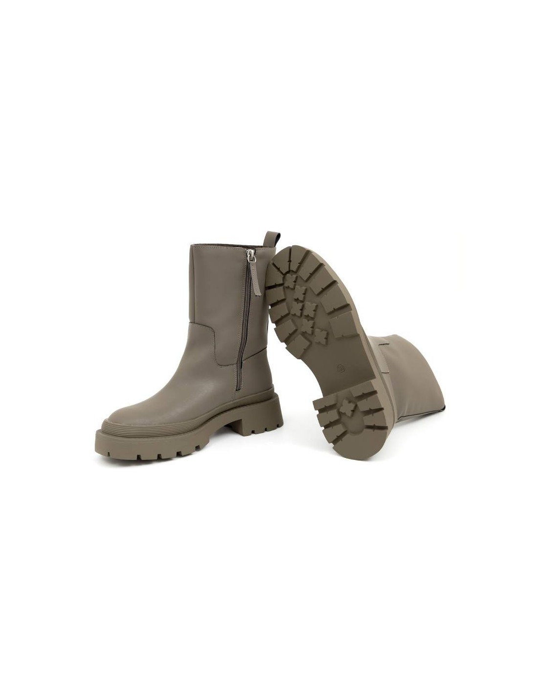 Ortiz & Reed Botas De Mujer Liso Con Cremallera Color Verde W-OLIVOR-KAKI