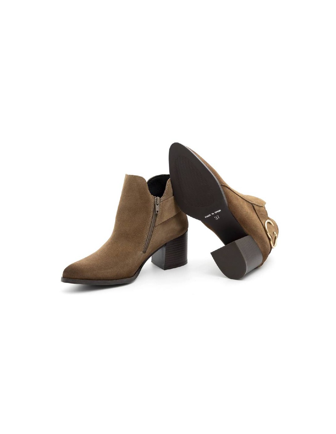 Ortiz & Reed Botines De Mujer De Ante Con Hebilla Color Marrón W-SECHARO-MARRON