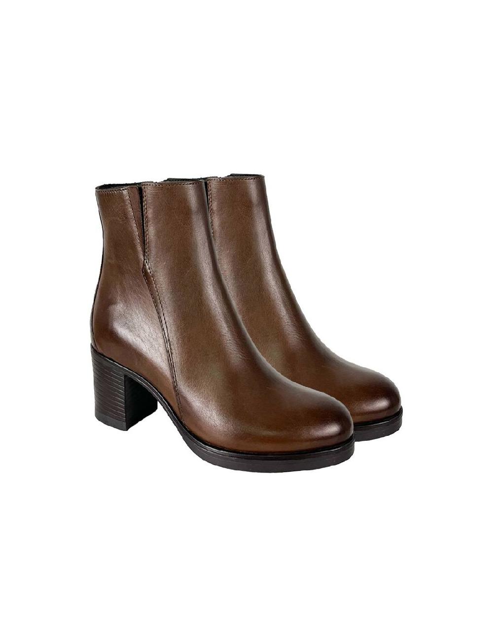 ortiz & reed Botines de mujer de piel acabado a mano color cuero W-NELAMORI-CUERO