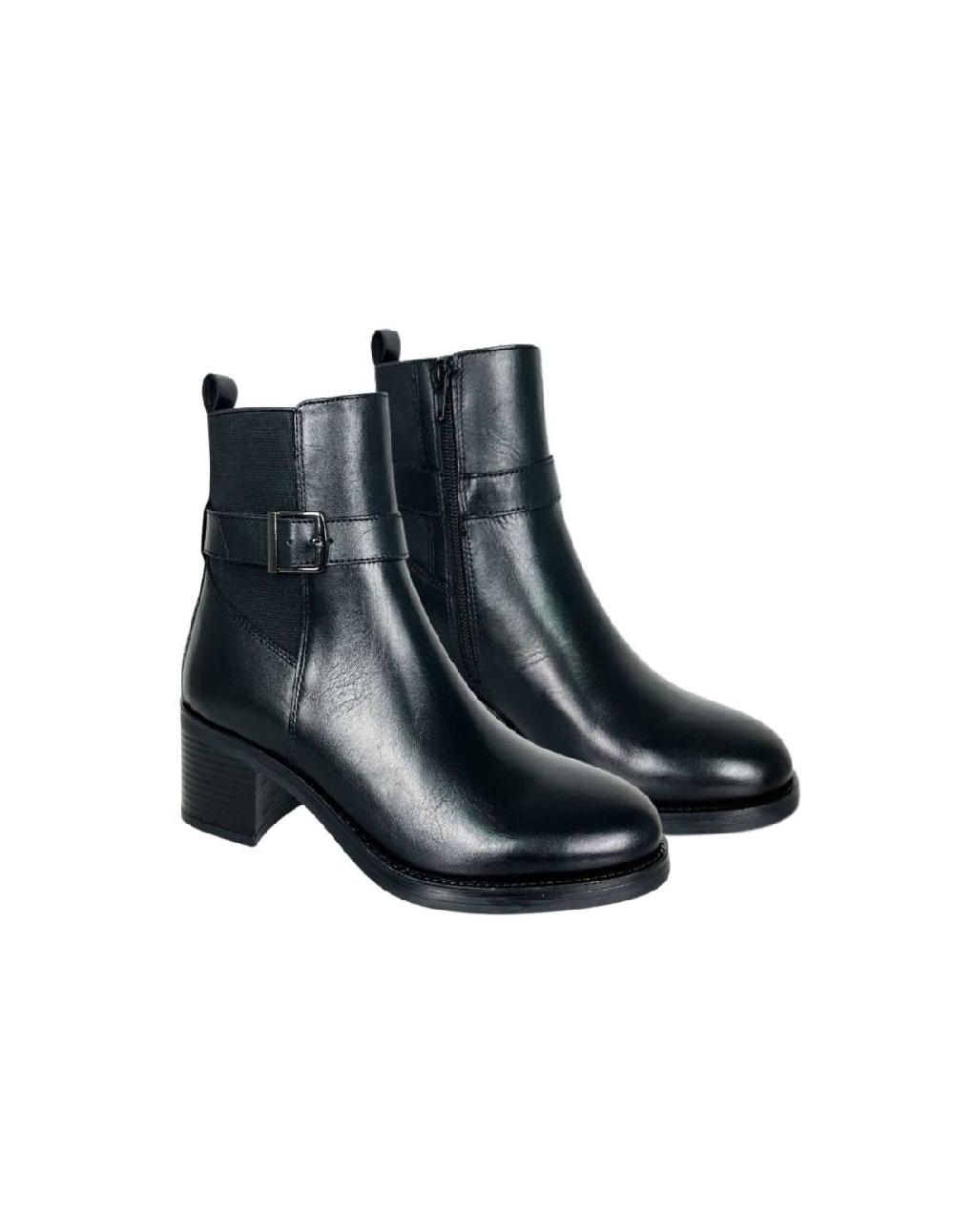 ortiz & reed Botines de mujer de piel acabado a mano color negro W-ANIMOR-BLACK