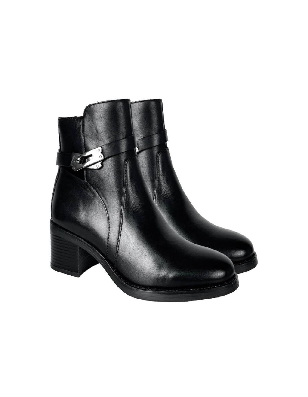 ortiz & reed Botines de mujer de piel acabado a mano color negro W-AMANOR-BLACK
