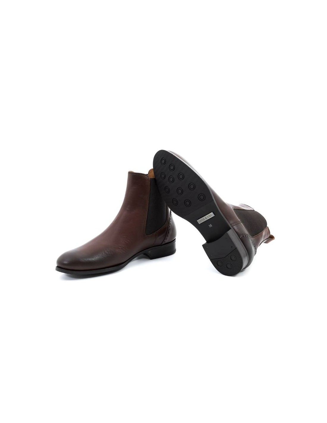 Ortiz & Reed Botines De Mujer De Piel Liso Color Cuero W-CREED-CUERO