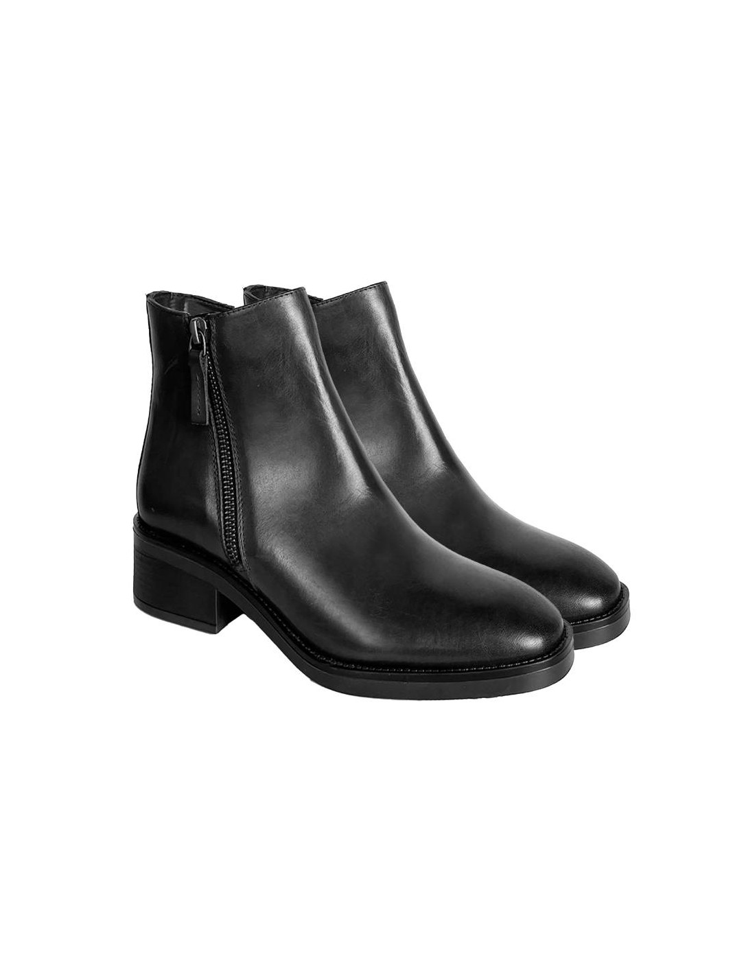 ortiz & reed Botines de mujer de piel liso color negro W-NARITOR-BLACK