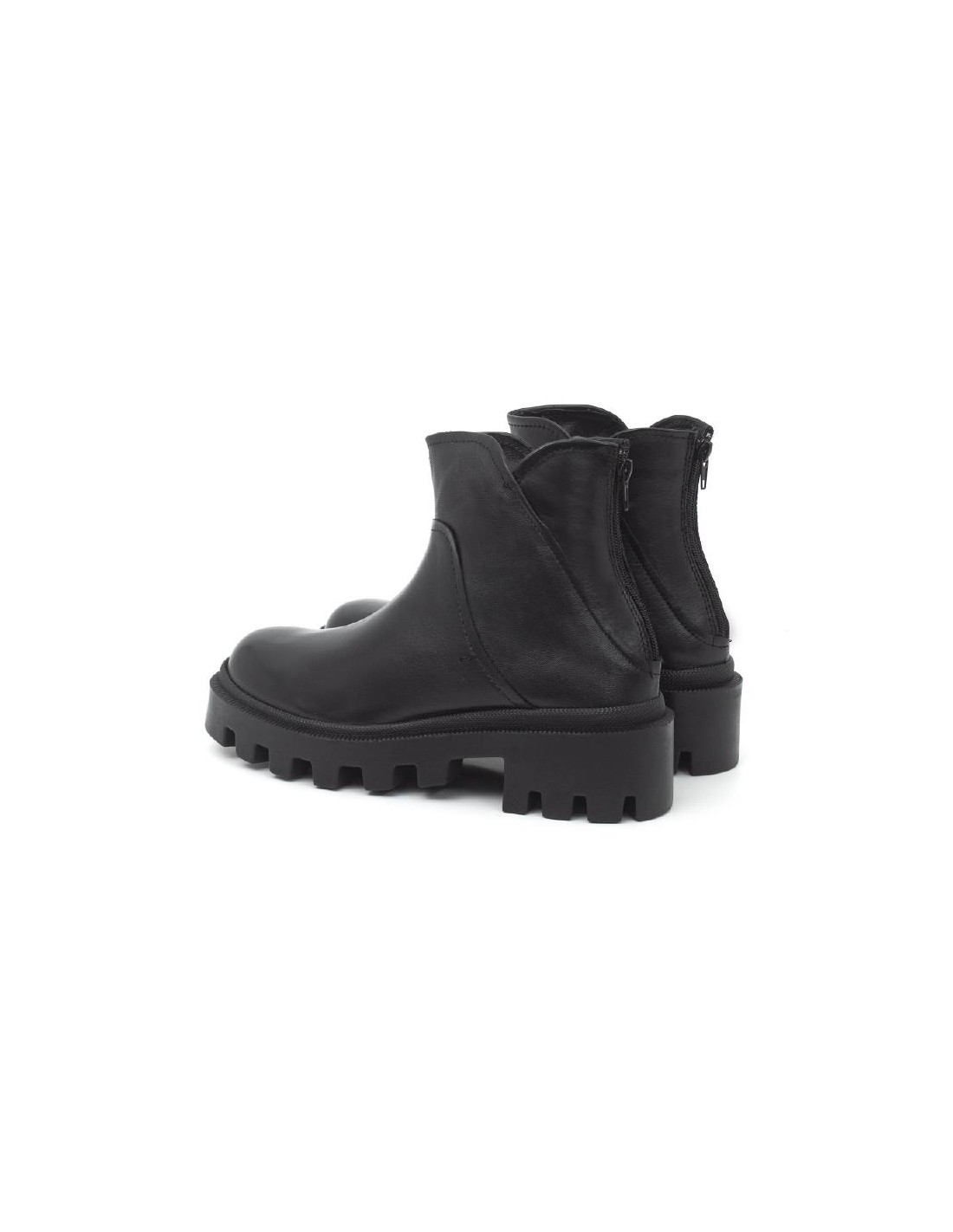 Ortiz & Reed Botines De Mujer De Piel Liso Color Negro W-NEPOR-BLACK
