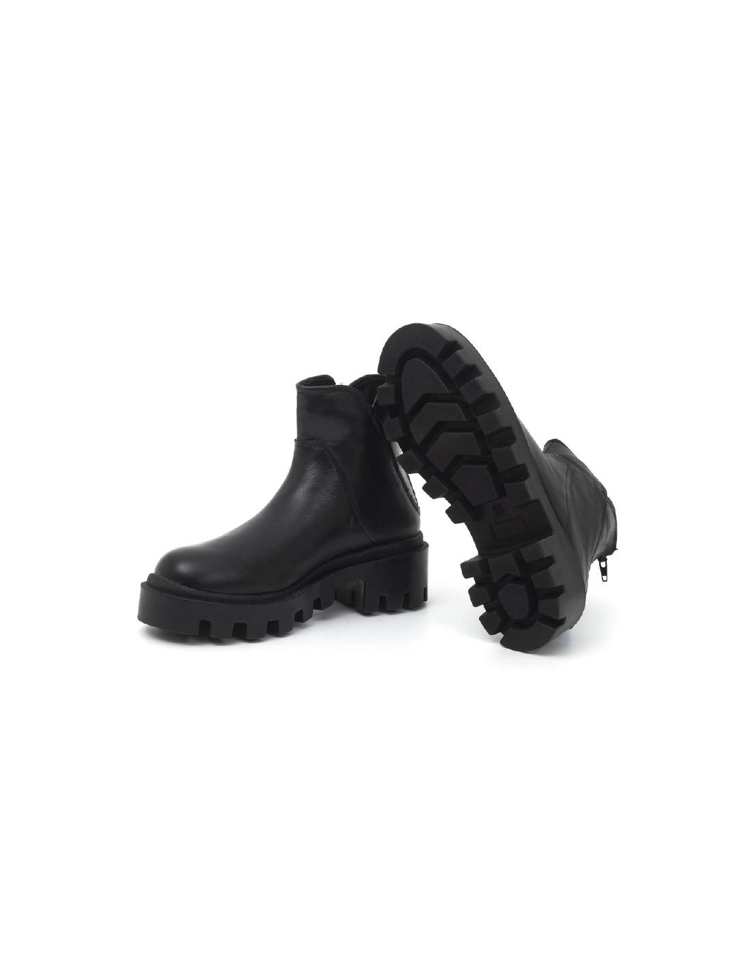 Ortiz & Reed Botines De Mujer De Piel Liso Color Negro W-NEPOR-BLACK