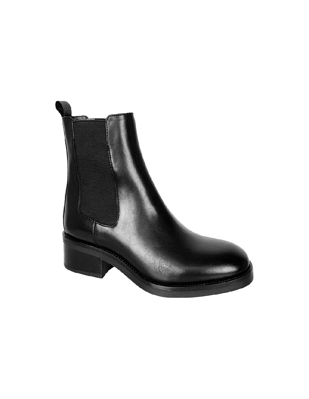 Ortiz & Reed Botines De Mujer De Piel Liso Color Negro W-NEROR-NEGRO