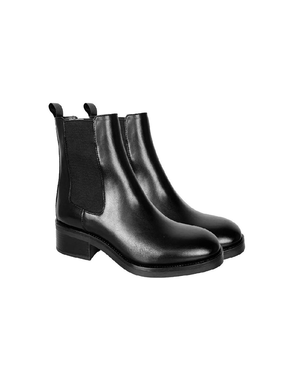 ortiz & reed Botines de mujer de piel liso color negro W-NEROR-NEGRO