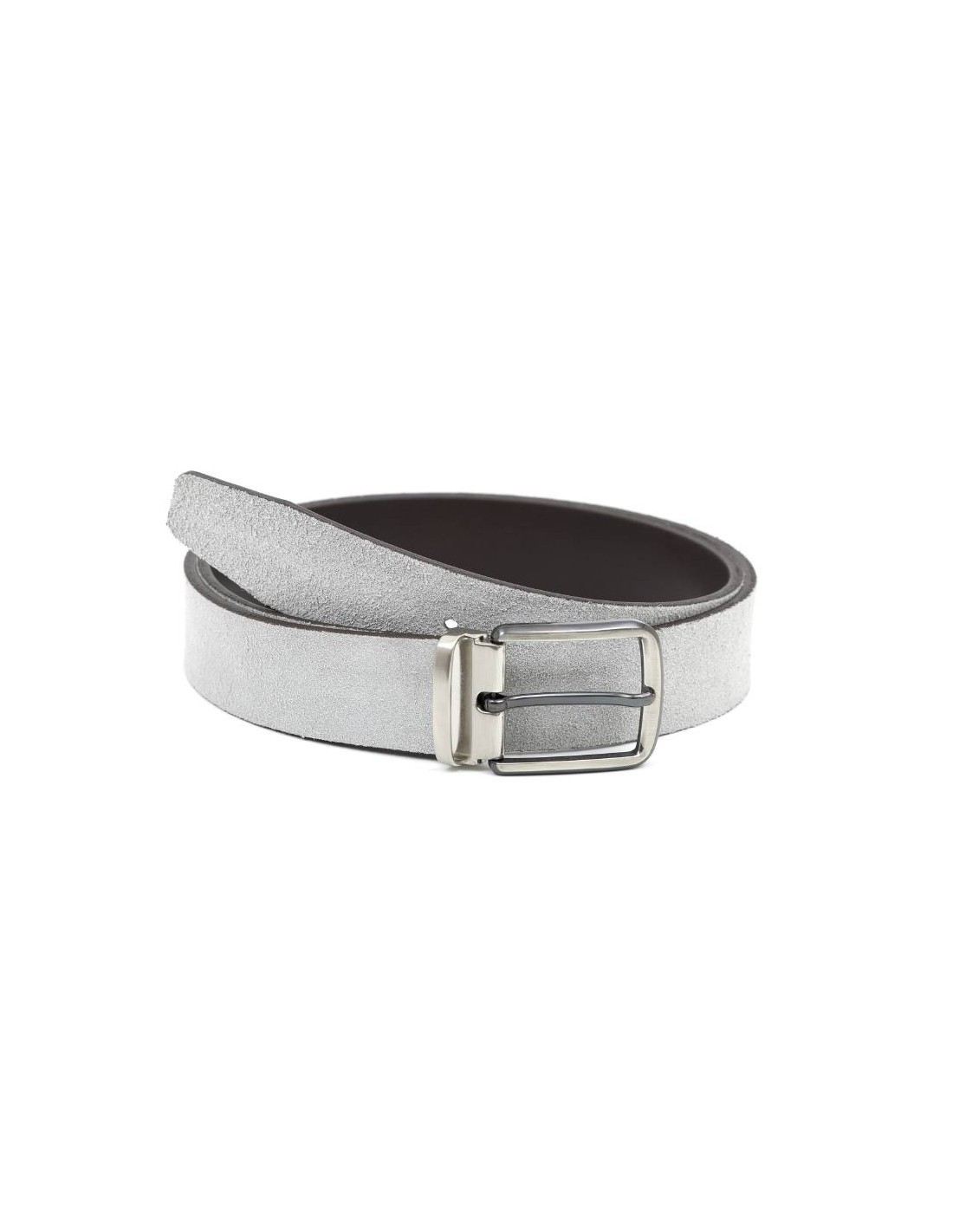 ortiz & reed Cinturón de ante liso color gris B-STRUFOR-GRIS