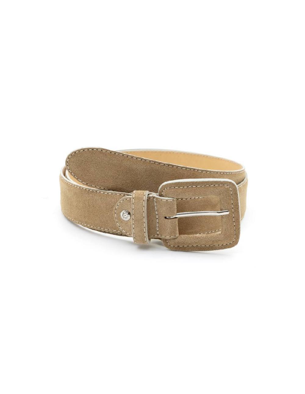 ortiz & reed Cinturón de mujer de ante con hebilla forrada color beige WB-SOKEN-CAMEL