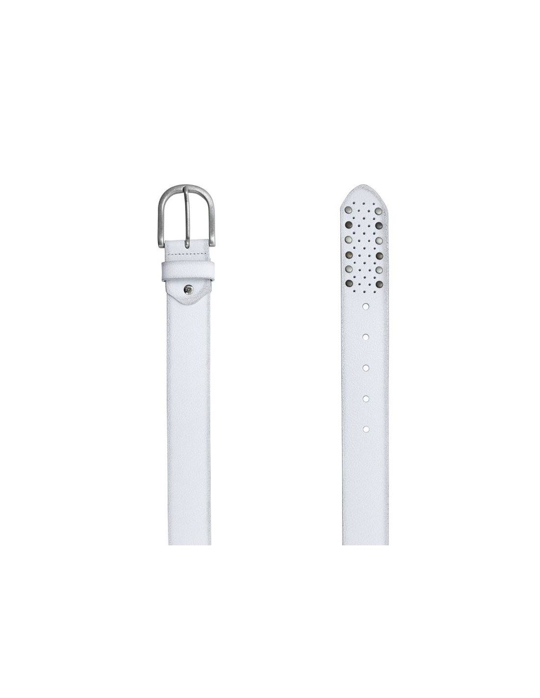 Ortiz & Reed Cinturón De Mujer De Piel Con Remaches Color Blanco WB-WAXY-WHITE