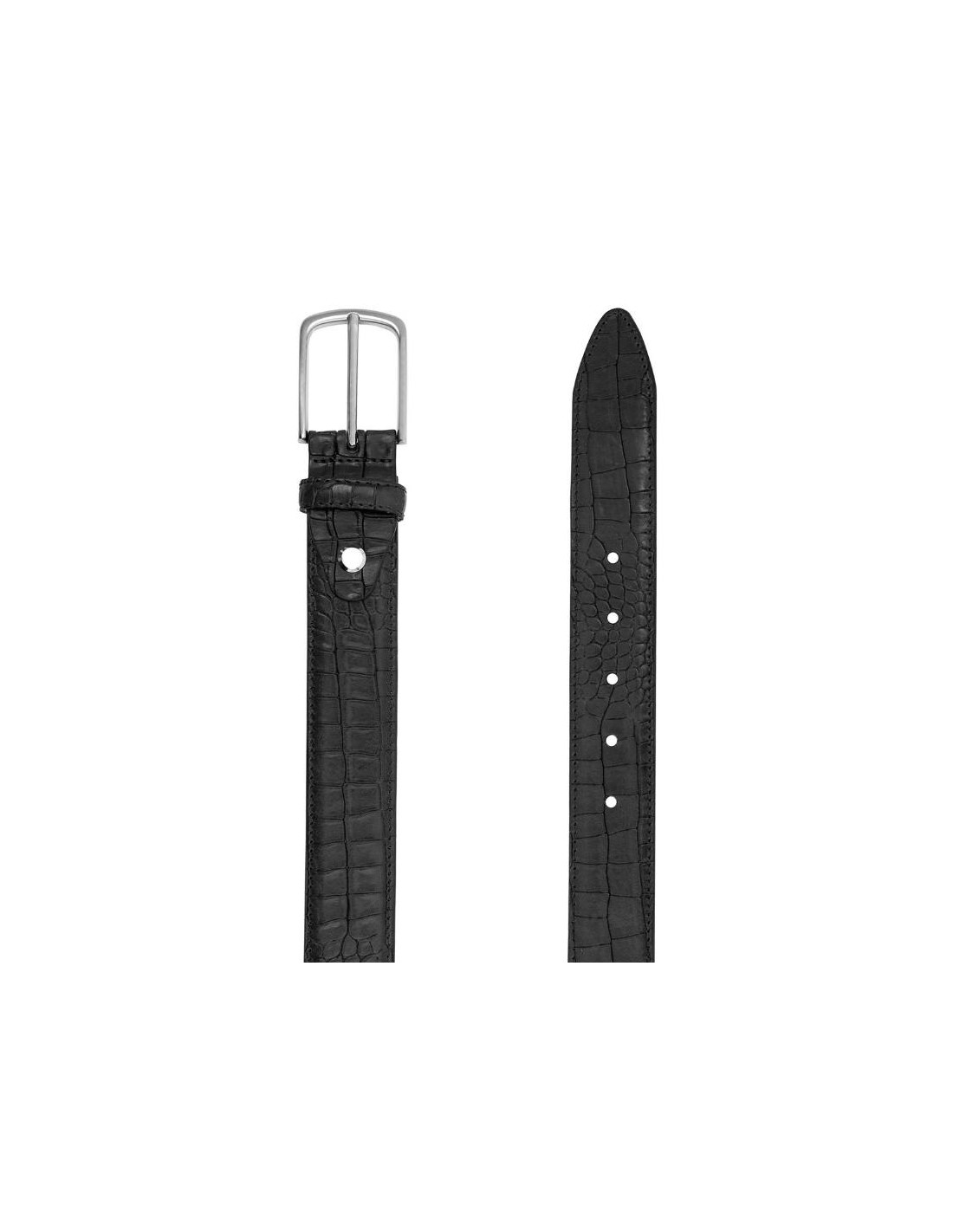 Ortiz & Reed Cinturón De Piel Acabado A Mano Color Negro B-LUCROK-BLACK