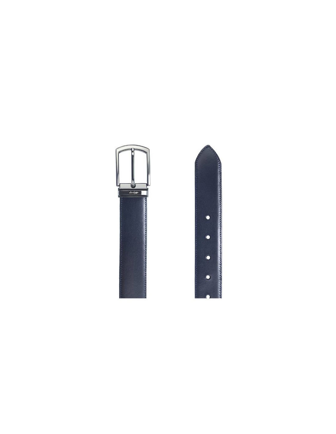 Ortiz & Reed Cinturón De Piel Con Costura Color Azul B-DIFON-NAVY