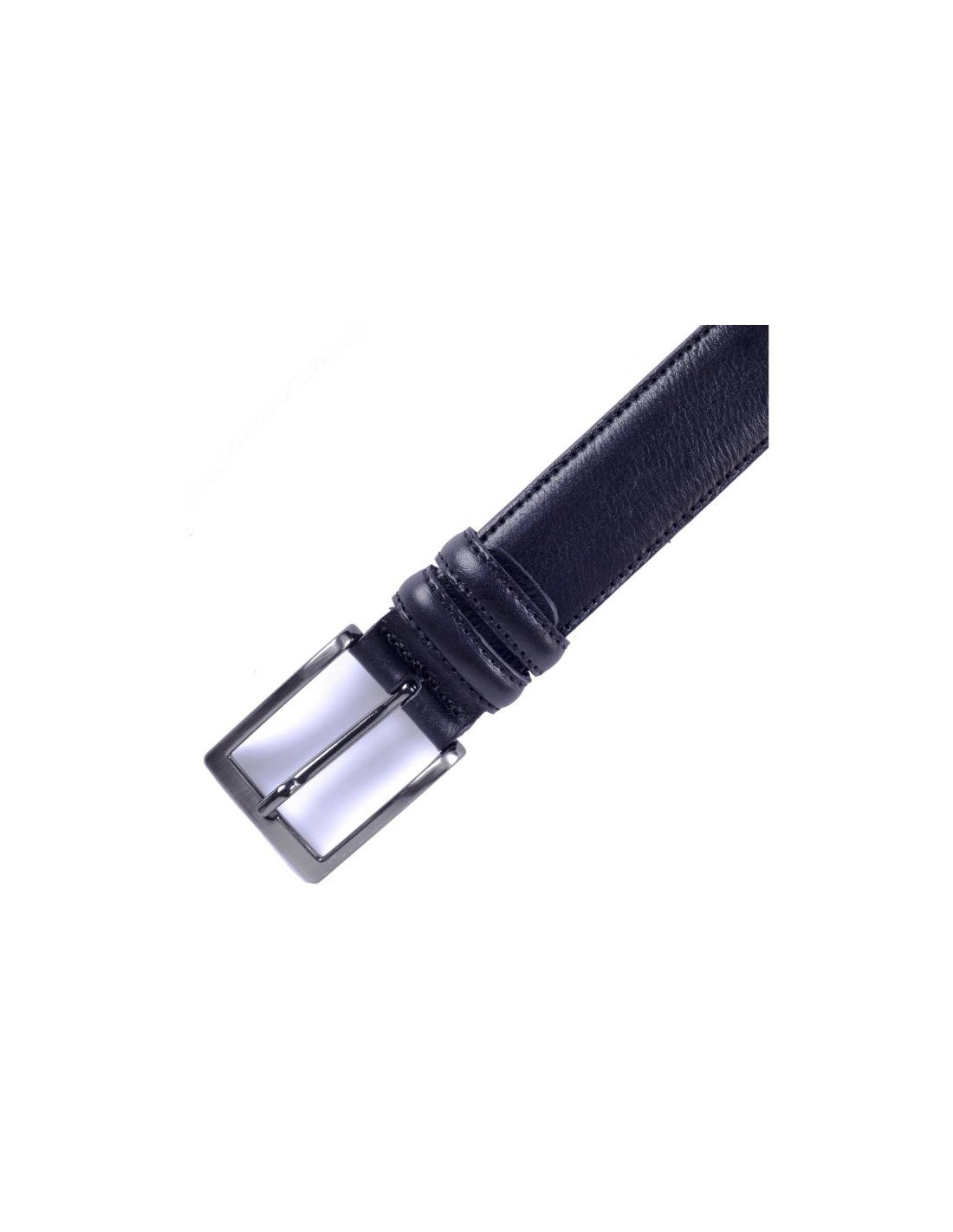 Ortiz & Reed Cinturón De Piel Con Costura Color Negro B-LISOR-NEGRO