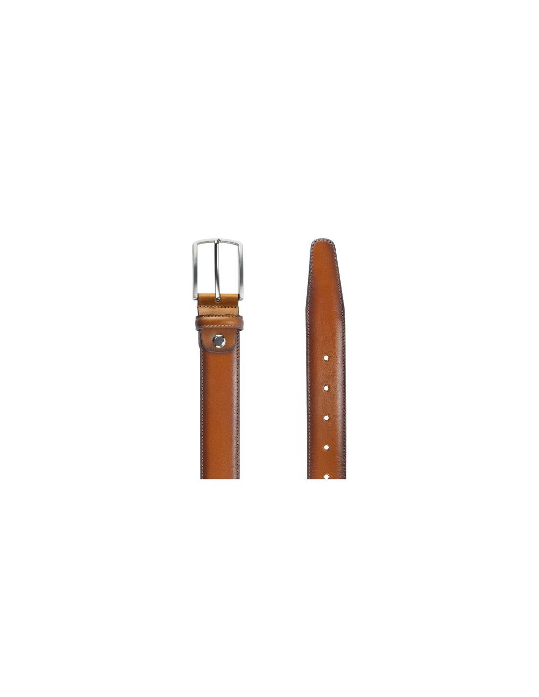 Ortiz & Reed Cinturón De Piel Construcción Alomada Color Marrón B-VALIN-COGNAC