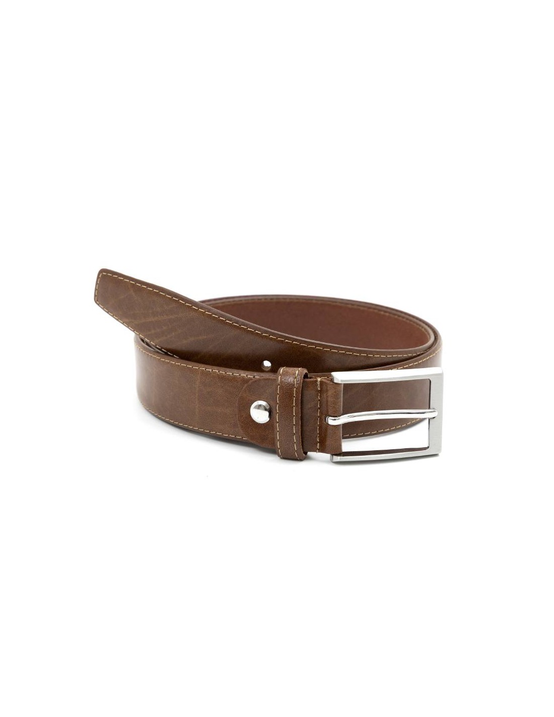 ortiz & reed Cinturón de piel liso color cuero B-LANKOR-CUERO