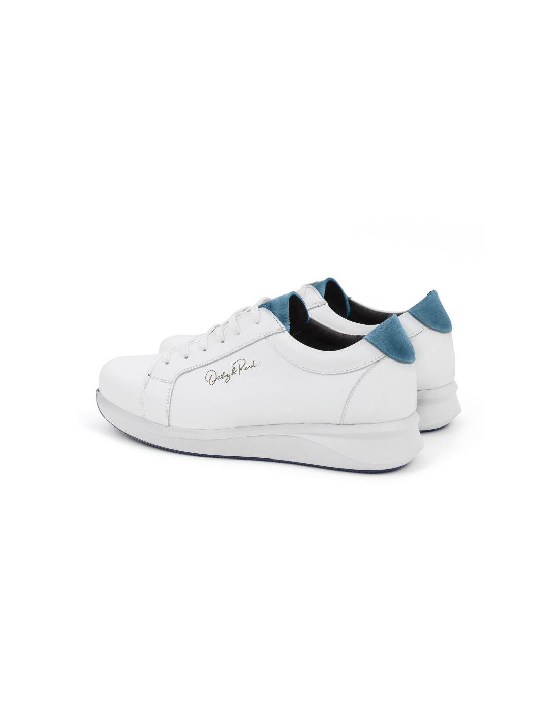 Ortiz & Reed Deportivo De Mujer De Piel Liso Color Blanco W-LOREED-BLANCO-AQUA