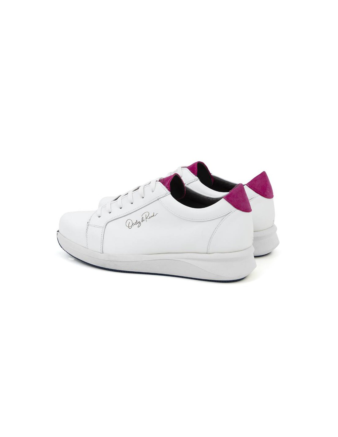 Ortiz & Reed Deportivo De Mujer De Piel Liso Color Blanco W-LOREED-BLANCO-PINK