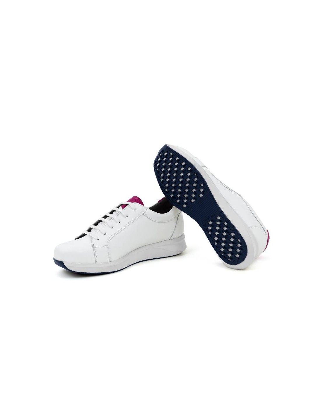 Ortiz & Reed Deportivo De Mujer De Piel Liso Color Blanco W-LOREED-BLANCO-PINK