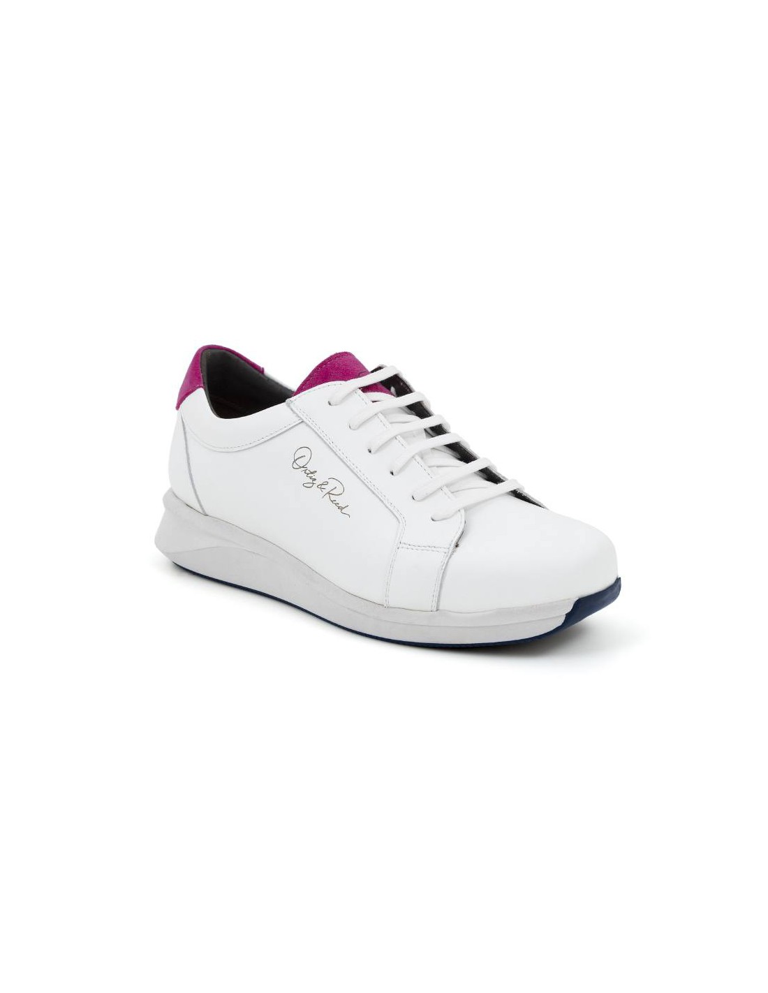 Ortiz & Reed Deportivo De Mujer De Piel Liso Color Blanco W-LOREED-BLANCO-PINK