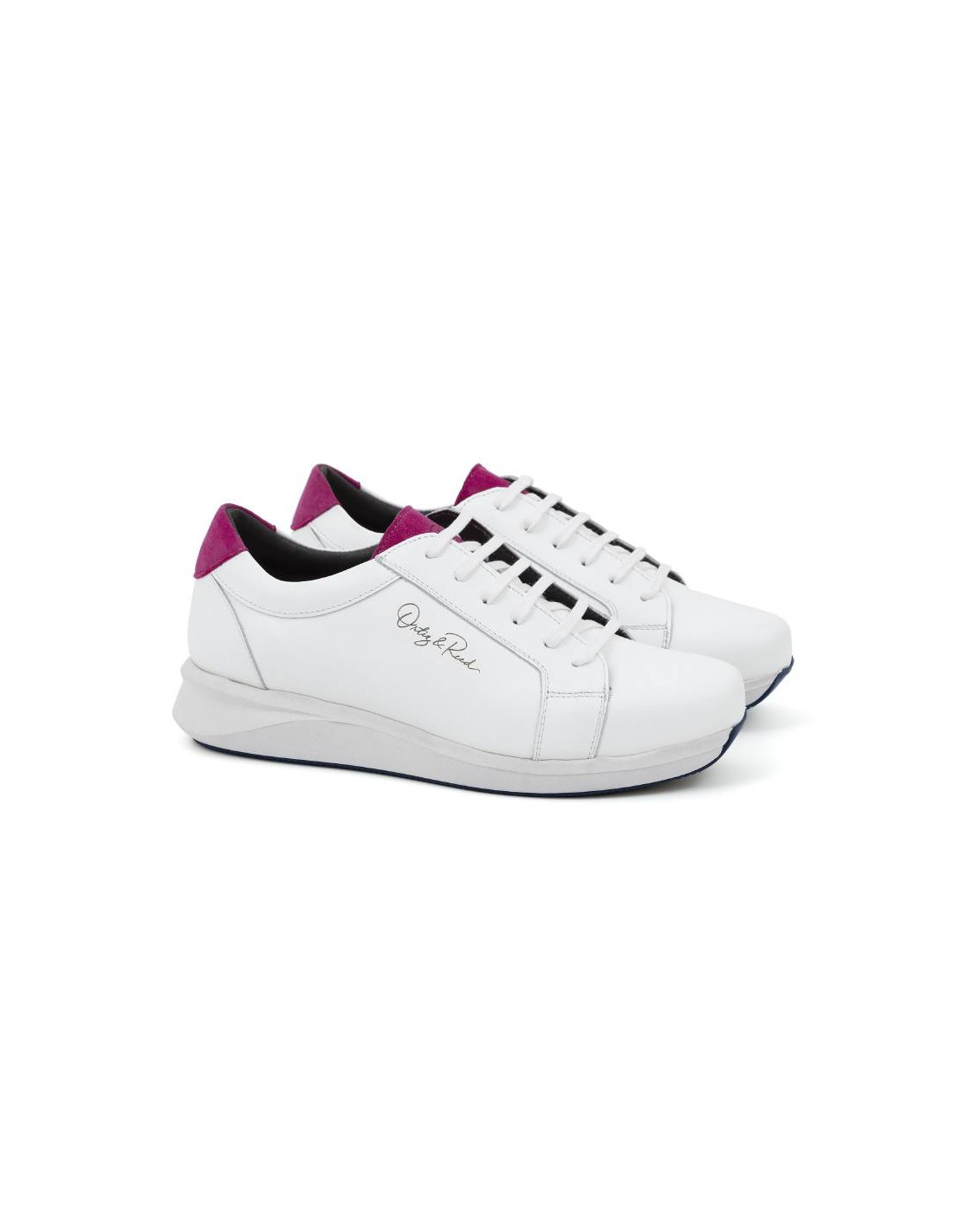 ortiz & reed Deportivo de mujer de piel liso color blanco W-LOREED-BLANCO-PINK