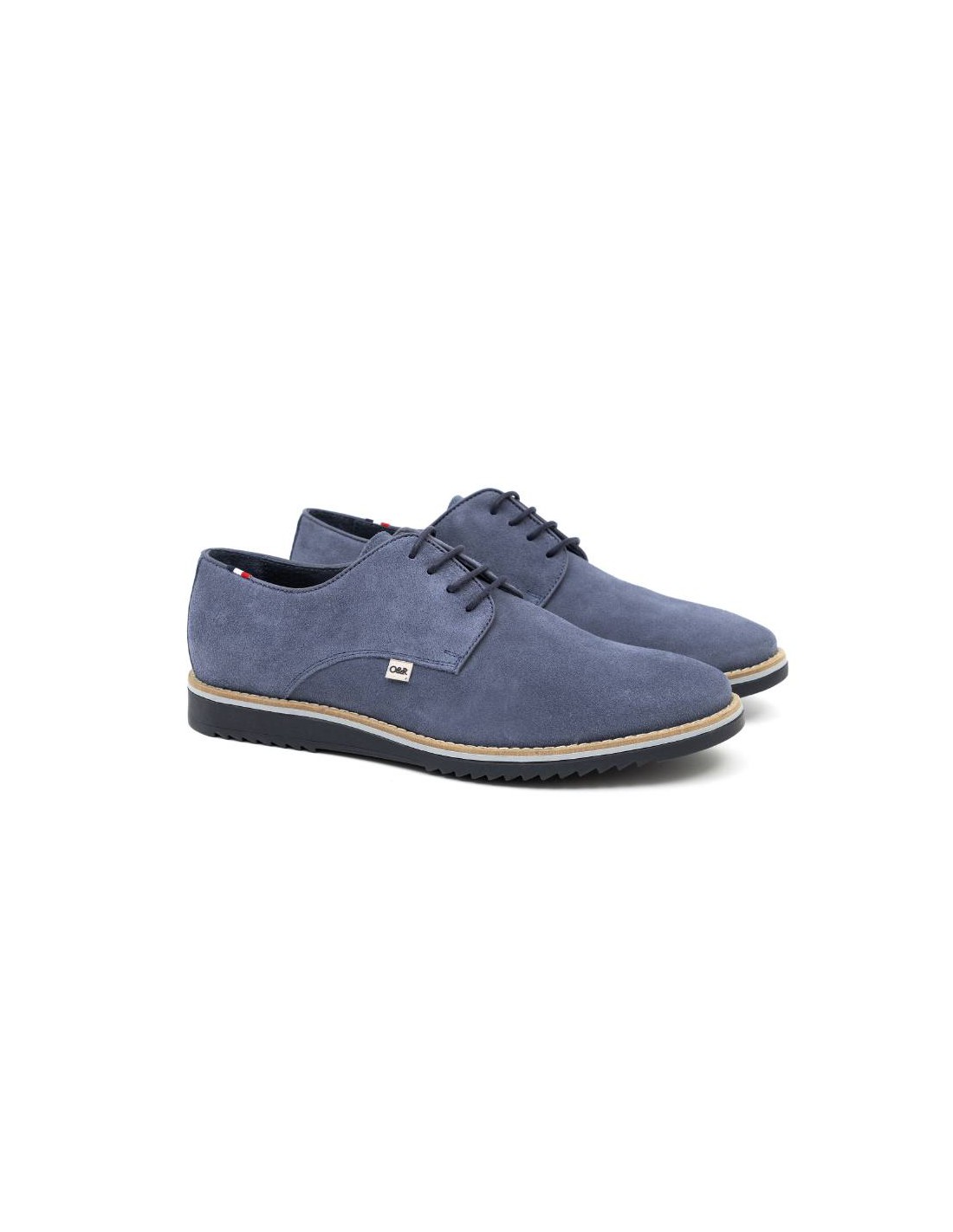 ortiz & reed Derby de ante liso color azul SUTEN-JEANS
