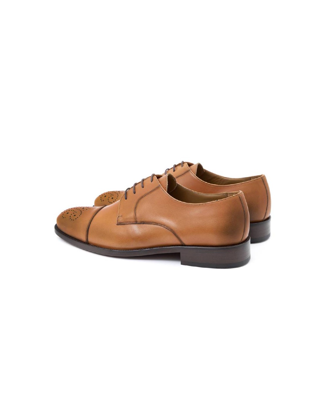 ortiz & reed Derby de piel acabado a mano color cuero PERRET-CUERO
