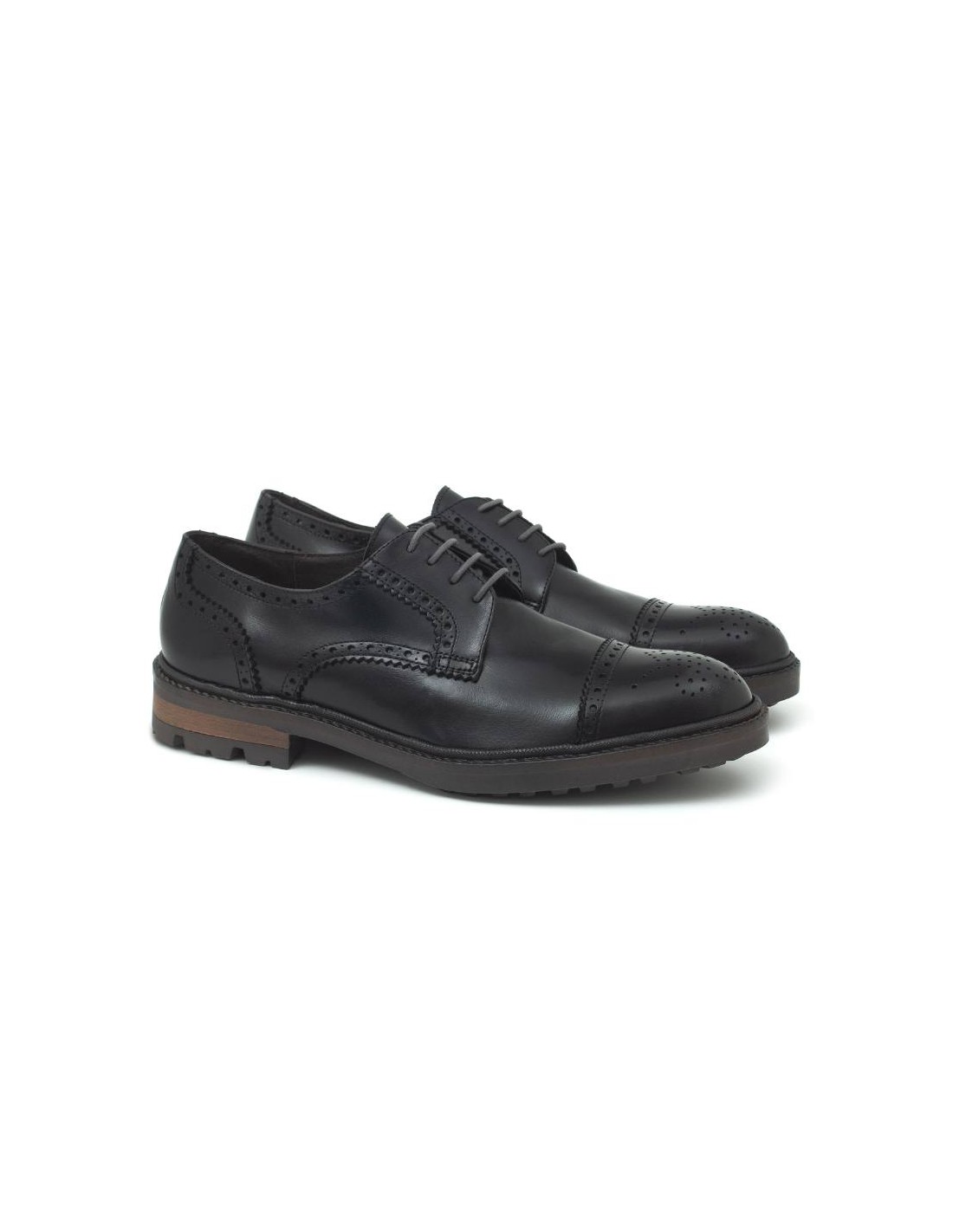 ortiz & reed Derby de piel de costura vuelta color negro BOXENOR-NEGRO