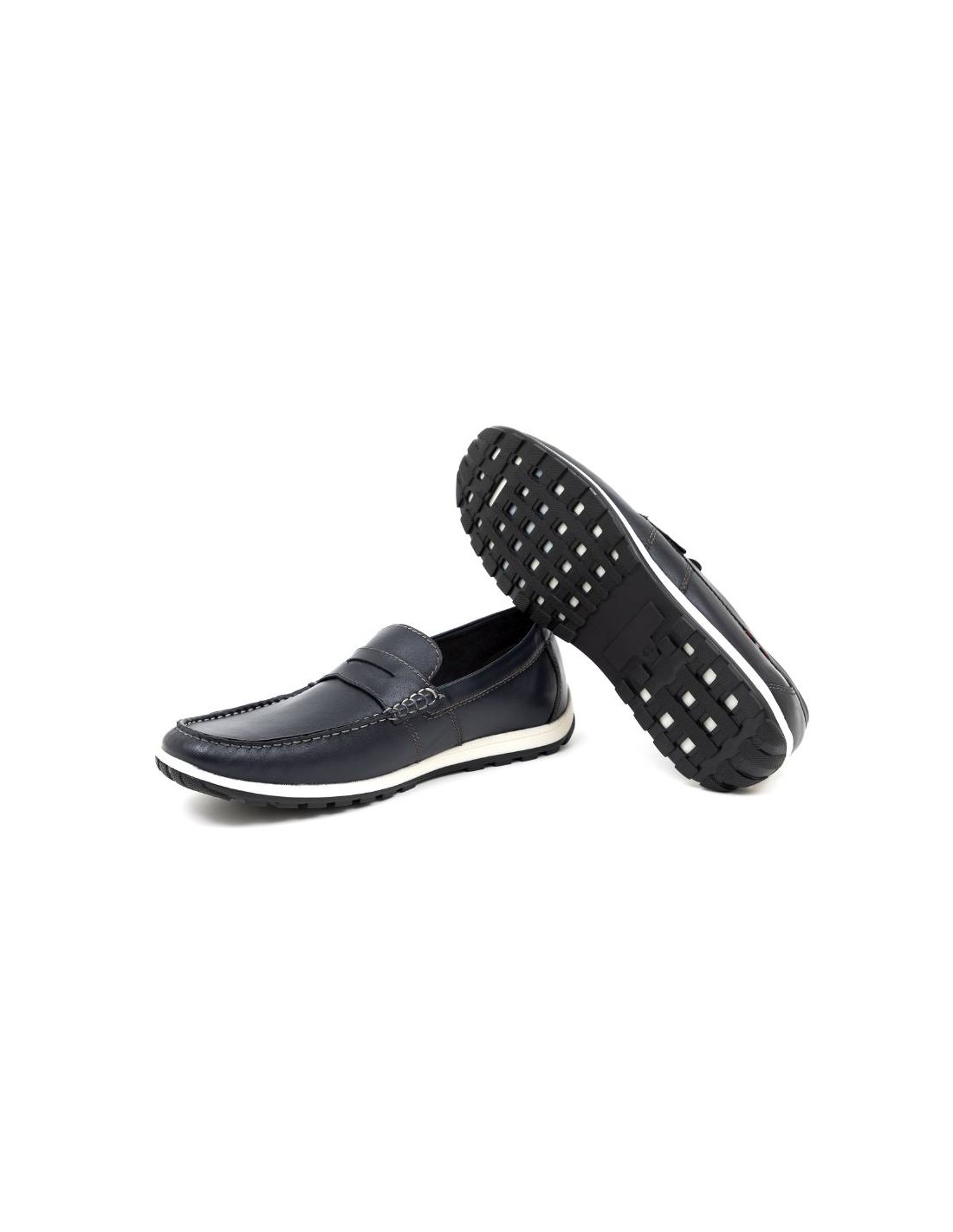 Ortiz & Reed Mocasín De Piel Con Antifaz Color Azul MEGOR-BLUE