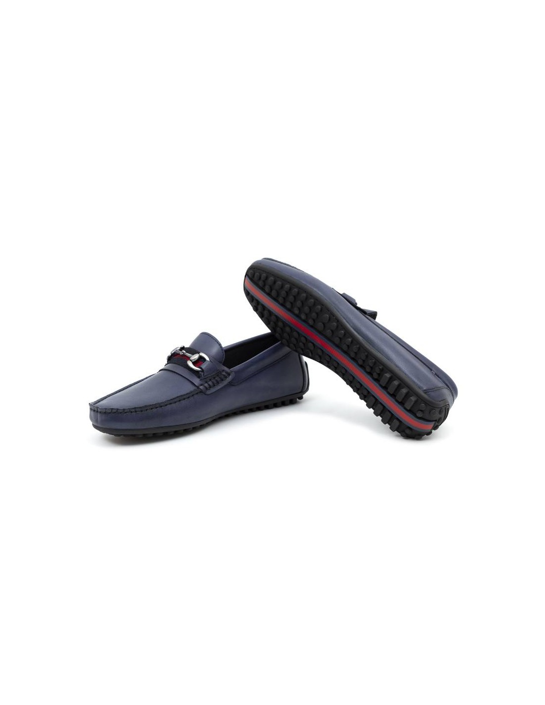 Ortiz & Reed Mocasín De Piel Con Hebilla Color Azul BELIPO-NAVY