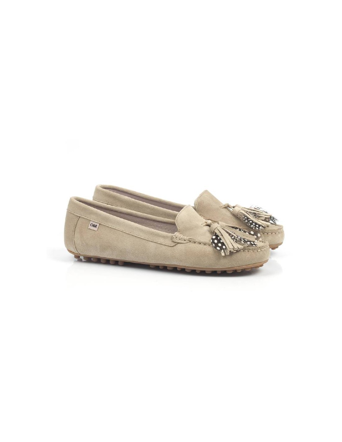 Ortiz & Reed Mocasines De Mujer De Ante Con Borlas Color Beige W-SEPLUM-BEIGE