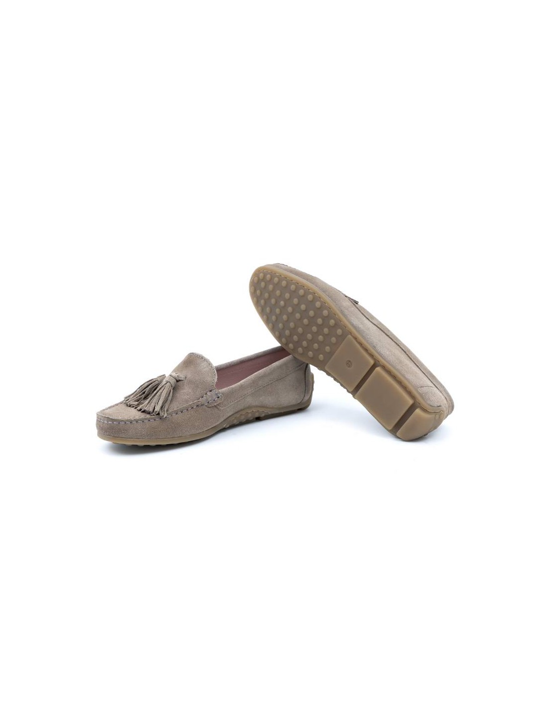 Ortiz & Reed Mocasines De Mujer De Ante Con Borlas Color Beige W-SUNNY-CORDA