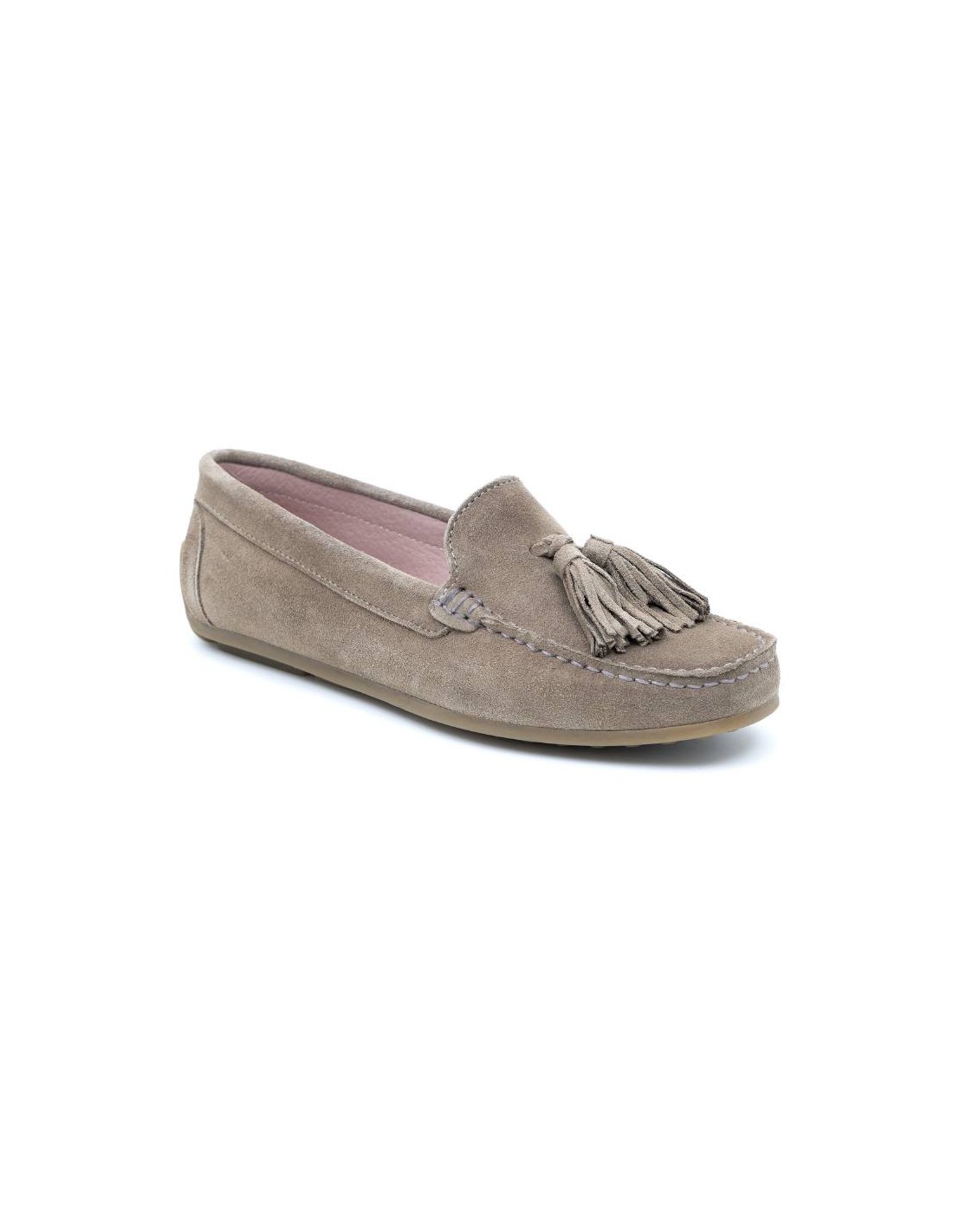 Ortiz & Reed Mocasines De Mujer De Ante Con Borlas Color Beige W-SUNNY-CORDA