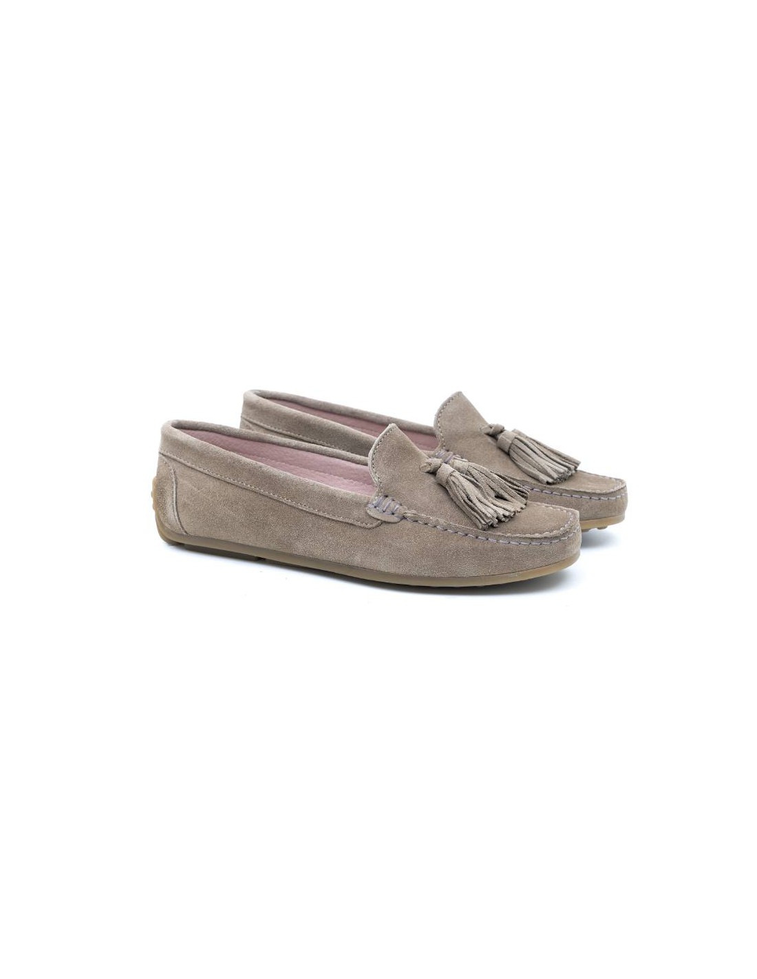 ortiz & reed Mocasines de mujer de ante con borlas color beige W-SUNNY-CORDA
