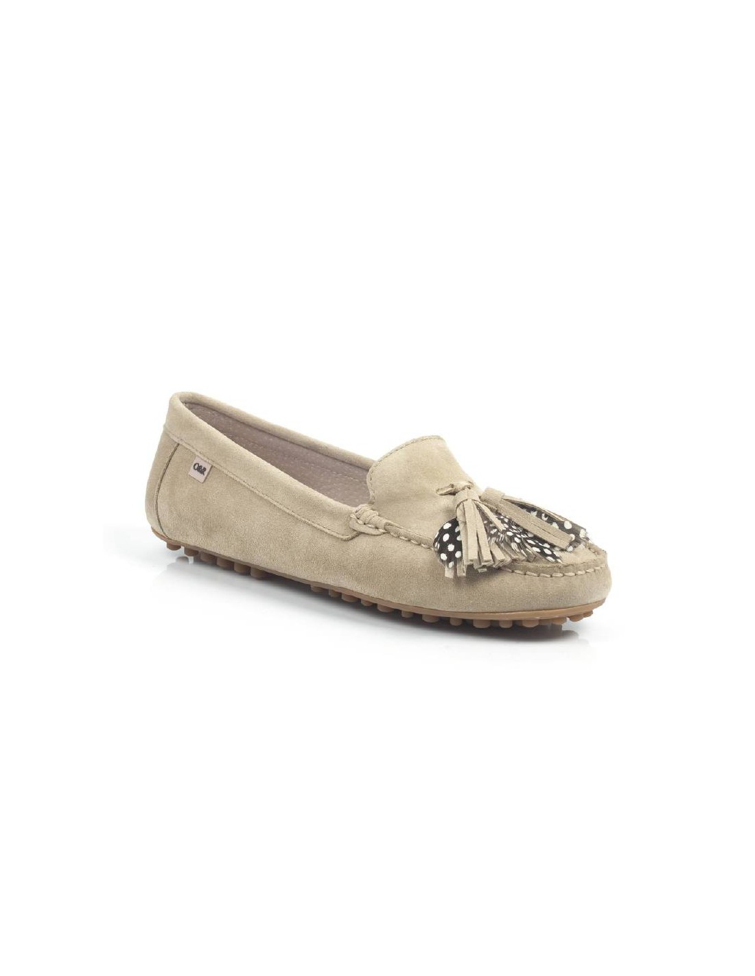 ortiz & reed Mocasines de mujer de ante con borlas color beige W-SEPLUM-BEIGE